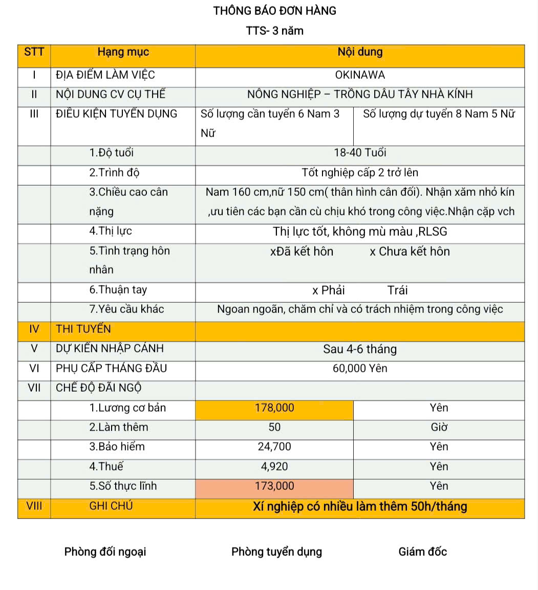 Đơn hàng TTS nông nghiệp trồng dâu tây nhà kính Okinawa